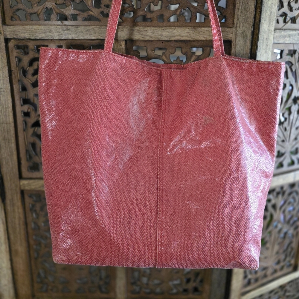 Saks Fifth Ave Elegant Red Tote Bag